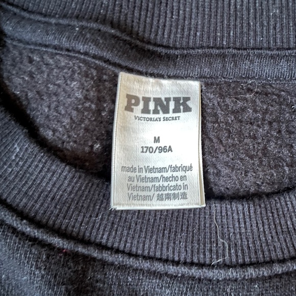 Victoria’s Secret PINK Ivy Fleece Oversized Crew Sweatshirt - Black - Size M - Picture 8 of 9